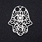 Non-Tarnish 201 Stainless Steel Filigree Joiners Links, Laser Cut, Hamsa Hamsa Hand/Hand of Fatima/Hand of Miriam, Stainless Steel Color, 18.6x15x1mm