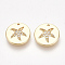 Brass Cubic Zirconia Charms, Flat Round with Starfish/Sea Stars, Clear, Nickel Free, Real 18K Gold Plated, 10x1.5mm, Hole: 0.8mm
