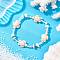 Synthetic Turquoise & Magnesite Beads Stretch Bracelets, Sea Turtule, with Glass Seed Beads, Floral White, Inner Diameter: 2-3/8 inch(6cm)