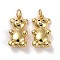 Brass Pendants, Lead Free & Cadmium Free, Bear, Real 18K Gold Plated, 18.5x10x5.5mm, Hole: 3.5mm
