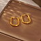Elegant Stainless Steel Hoop Earrings, Golden, Oval