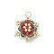 Christmas Imitate Austrian Crystal Bicone Glass Pendants, Snowflake, with 304 Stainless Steel Jump Rings, Real 18K Gold Plated, Red, 18x16x9.5mm, Hole: 3mm