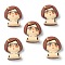 Resin Cabochons, Cartoon Character, Girl with Glasses, Sienna, 21x16x6mm
