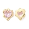 Brass Micro Pave Cubic Zirconia Charms, Cadmium Free & Nickel Free & Lead Free, Heart Charm, Real 18K Gold Plated, Pink, 13x11x4.5mm, Hole: 1.2mm