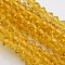 Bicone Glass Beads Strands, Faceted, Gold, 4x4mm, Hole: 1mm, about 80~85pcs/strand, 30~32cm