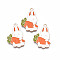 Alloy Enamel Pendants, Cadmium Free & Lead Free, Rabbit with Radish, Coral, 28x19x1.5mm, Hole: 1.6mm