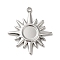 Non-Tarnish 304 Stainless Steel Pendants, Sun Charm, Stainless Steel Color, Tray: 6mm, 22x19x1.5mm, Hole: 1.4mm
