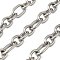 304 Stainless Steel Figaro Chains, Unwelded, with Spool, Textured, Stainless Steel Color, 22.5x13.5x3mm and 16x12.5x3mm