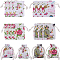 4 Styles Flower Print Burlap Packing Pouches, Drawstring Bags, Rectangle, Mixed Color, 8.7~9x7~7.2x0.5cm, 6pcs/style, 24pcs/set
