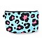 Polyester Tarp Zip Cosmetic Pouches, Rectangle Leopard Print Pattern, Cyan, 14x21.6x2.1cm