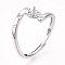 Rhodium Plated 925 Sterling Silver Micro Pave Cubic Zirconia Adjustable Ring Settings, for Half Drilled Beads, with S925 Stamp, Platinum, US Size 6 3/4(17.1mm), Tray: 5mm, Pin: 0.9mm