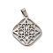 Non-Tarnish 304 Stainless Steel Pendants, Laser Cut, Hollow Flower Charm, Stainless Steel Color, 24x21.5x1mm, Hole: 6x3mm