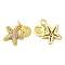 Brass Micro Pave Cubic Zirconia Pendants, Starfish, Real 18K Gold Plated, 15x20x3mm, Hole: 3mm