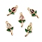 Brass Micro Pave Cubic Zirconia Pendants, Flower, Light Gold, 20x10x4mm, Hole: 1.4mm
