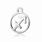 Non-Tarnish 201 Stainless Steel Charms, Flat Round with Constellation, Stainless Steel Color, Sagittarius, 13.4x10.8x1mm, Hole: 1.5mm