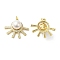 Rack Plating Brass Micro Pave Cubic Zirconia Pendants, with Plastic Imitation Pearls, Long-Lasting Plated, Lead Free & Cadmium Free, Sun, Real 18K Gold Plated, 21.5x25.5x11mm, Hole: 3.5mm