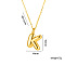 304 Stainless Steel Chunky Initial Pendant Necklaces, Real 18K Gold Plated, Letter K, 15.75 inch(40cm)