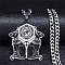304 Stainless Steel Enamel Necklaces, Cat Pendant Necklaces, Stainless Steel Color, 19.49 inch(49.5cm)