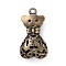 Alloy Pendants, Hollow, Cat with Heart, Antique Bronze, 28x14.5x7.5mm, Hole: 1.6mm