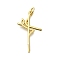 Cross Shape Rack Plating Brass Pendant, with Jump Rings, Lead Free & Cadmium Free, Long-Lasting Plated, Real 18K Gold Plated, 27.5x15.5x1.5mm, Hole: 3mm