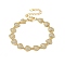 Clear Cubic Zirconia Heart Link Chain Bracelet, Rack Plating Brass Jewelry for Women, Lead Free & Cadmium Free, Long-Lasting Plated, Real 18K Gold Plated, 7-1/2 inch(19cm)