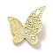 Brass Charms, Long-Lasting Plated, Cadmium Free & Lead Free, Textured, Butterfly, Real 24K Gold Plated, 9.5x10.5x0.8mm, Hole: 1.2mm