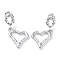 Non-Tarnish 304 Stainless Steel Dangle Stud Earrings, Hollow Heart, Stainless Steel Color, 38x19mm