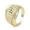 Brass Micro Pave Cubic Zirconia Open Cuff Ring, Cadmium Free & Lead Free, Real 16K Gold Plated, Inner Diameter: 18mm