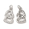 Eco-Friendly Brass Micro Pave Cubic Zirconia Pendants, with Jump Ring, Lead Free & Cadmium Free, Heart Charm, Platinum, 18x10x3mm, Hole: 3mm