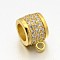 Rack Plating Brass Micro Pave Cubic Zirconia Tube Bails, Loop Bails, Column, Lead Free, Inner Diameter: Cadmium Free, Golden, 11.5x7x9mm, Hole: 1.5mm, Inner Diameter: 5.5mm
