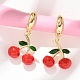 Серьги-кольца из вишневой латуни с эмалью EJEW-M077-14G-03-5