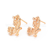 Серьги из латуни с микропейвом и прозрачным фианитом KK-T062-227G-NF