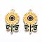 Eco-Friendly Alloy Enamel Pendants, Cadmium Free & Lead Free & Nickel Free, Sunflower, Light Gold, Goldenrod, 27.5x15.5x1mm, Hole: 1.8mm