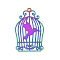 201 Stainless Steel Etched Metal Embellishments Pendants, Rainbow Color, Birdcage, Bird, 35x21x0.3mm, Hole: 1.6mm