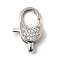 Brass Clear Cubic Zirconia Lobster Claw Clasps, Cadmium Free & Nickel Free & Lead Free, Oval, Platinum, 21x12.5x5mm, Hole: 5x2mm