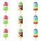 30Pcs 3 Styles Printed Alloy Pendants, Lead Free & Cadmium Free & Nickel Free, Golden, Ice Lolly Charm, Mixed Color, 27x10x2.5mm, Hole: 1.4mm, 10pcs/style