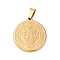 Ion Plating(IP) 304 Stainless Steel Pendants, Flat Round with Saint Benedict Medal, Golden, 31x28x3mm, Hole: 8x4.5mm