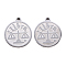 Non-Tarnish 201 Stainless Steel Pendants, Flat Round with Twelve Constellation, Laser Cut, Stainless Steel Color, Libra, 25x22x1.5mm, Hole: 2mm