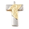 Brass Pendants, Cadmium Free & Nickel Free & Lead Free, Real 18K Gold Plated And Platinum, Letter Charms, Letter T, 28x18.8x4mm, Hole: 4x2mm