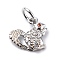 Brass Micro Pave Cubic Zirconia Charms, with Jump Ring, Cadmium Free & Lead Free, Squirrel Charms, Platinum, 11x10x2.3mm, Hole: 3.2mm