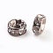 Brass Rhinestone Spacer Beads, Grade A, Straight Flange, Gunmetal, Rondelle, Crystal, 6x3mm, Hole: 1mm
