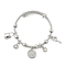 304 Stainless Steel Bangles, with Rhinestone, Flat Round & Lock & Key, Stainless Steel Color, 2-1/4 inch(5.7cm), Pendant: 10~20x7~15x2~5mm