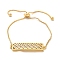Cubic Zirconia Link Slider Bracelets, with Light Gold Brass Box Chains, Rectangle, Inner Diameter: 3-3/8 inch(8.5cm)
