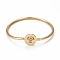 Rack Plating Brass Micro Pave Cubic Zirconia Bangles, Real 18K Gold Plated Flat Round with Girl Clasp Bangles, Long-Lasting Plated, Cadmium Free & Lead Free, Colorful, Inner Diameter: 2-1/4 inch(5.6cm)
