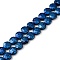 Electroplated Natural Lava Rock Beads Strands, Faceted, Flat Round, Blue Plated, 10~10.5x4.5~5mm, Hole: 0.8~1mm, about 40pcs/strand, 16.14''(41cm)