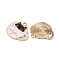 Alloy Enamel Pendants, Coffe with Cat Charms, Light Gold, White, 19x20x1mm, Hole: 2mm