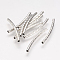 Tube Beads, Curved, Brass, Platinum, 25x2mm, Hole: 1.2mm