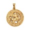 304 Stainless Steel Pendant Rhinestones Settings, Ion Plating(IP), Flat Round with Constellation, Golden, Sagittarius, Fit 1.8mm Rhinestones, 29x25.5x3.5mm, Hole: 4.5x3mm