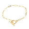 Unisex PVD Vacuum Plating 304 Stainless Steel Paperclip Chain Bracelets, with Toggle Clasps, Golden, 7-7/8 inch(20cm)