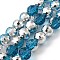 Electroplate Glass Beads, Half Plated, Faceted, Round, Deep Sky Blue, 7.5~8mm, Hole: 1.2~1.3mm, about 67~68pcs/strand, 18.90~19.76 inch(48~50.2cm)